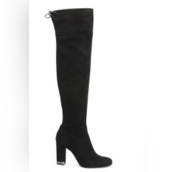 MICHAEL Michael Kors Jamie Stretch Over The Knee Boots in Black in black suede - Picture 1 of 7